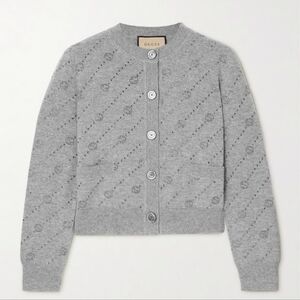 GUCCI Cropped Crystal-Embellished Cashmere Cardigan